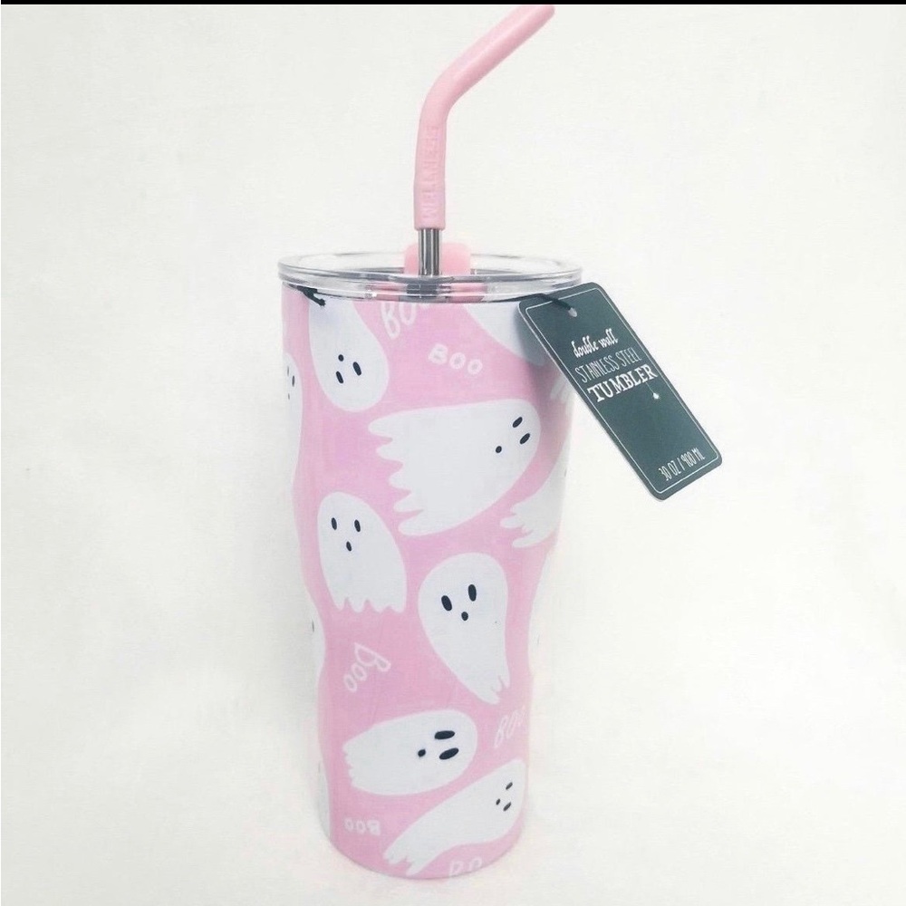 30 oz Pastel Pink Halloween Boo Ghost Stainless Steel Tumbler nwt